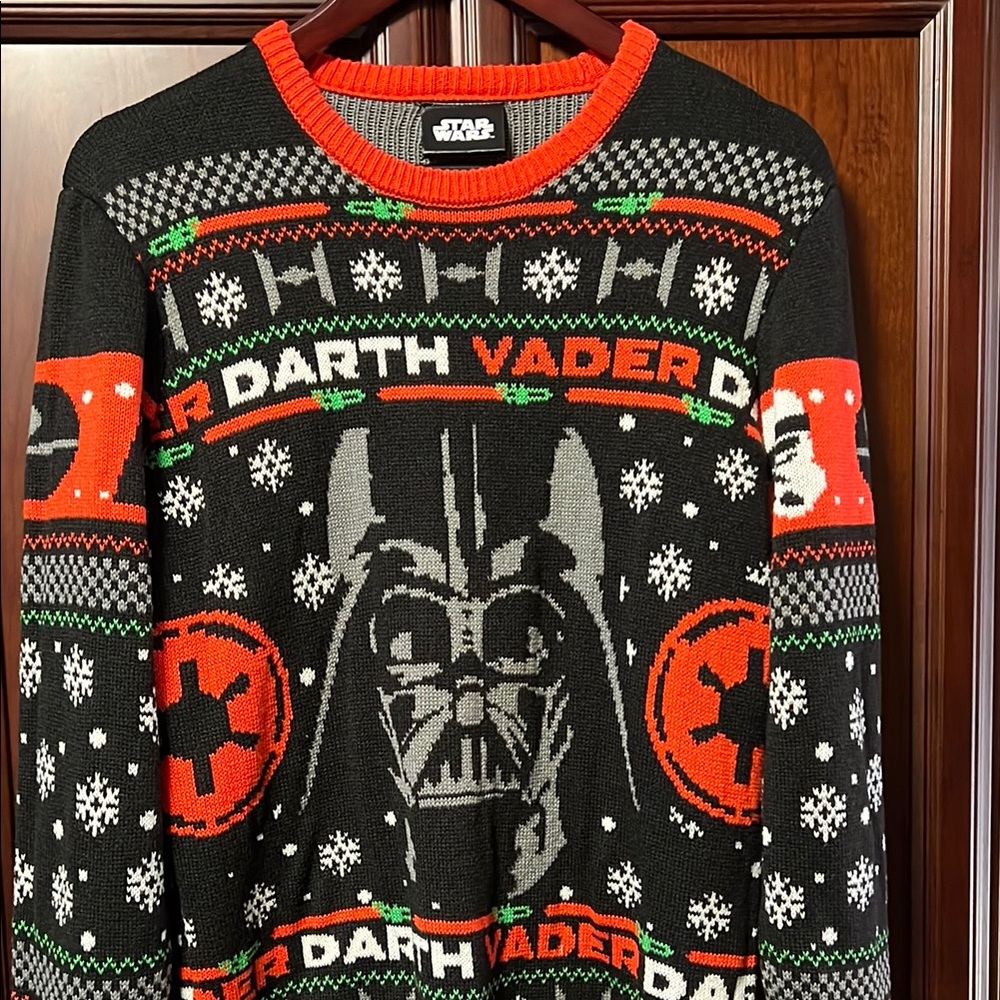 Like New Star Wars Darth Vader Black & Red super cool Ugly Christmas Sweater!
